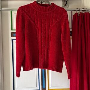Alfred Dunner Vibrant Red Cable Knit Sweater